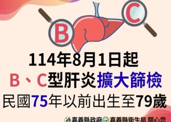 嘉義縣8月起擴大B、C肝篩檢　籲民眾主動篩檢遠離「肝」苦