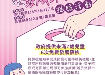 推行兒童發展篩檢服務　嘉義市衛生局加碼抽好禮