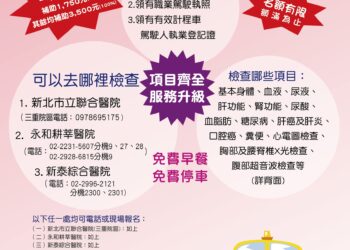 照顧運將有一套！新北交通局 4/1 起推計程車健檢 三家指定醫院同步受理